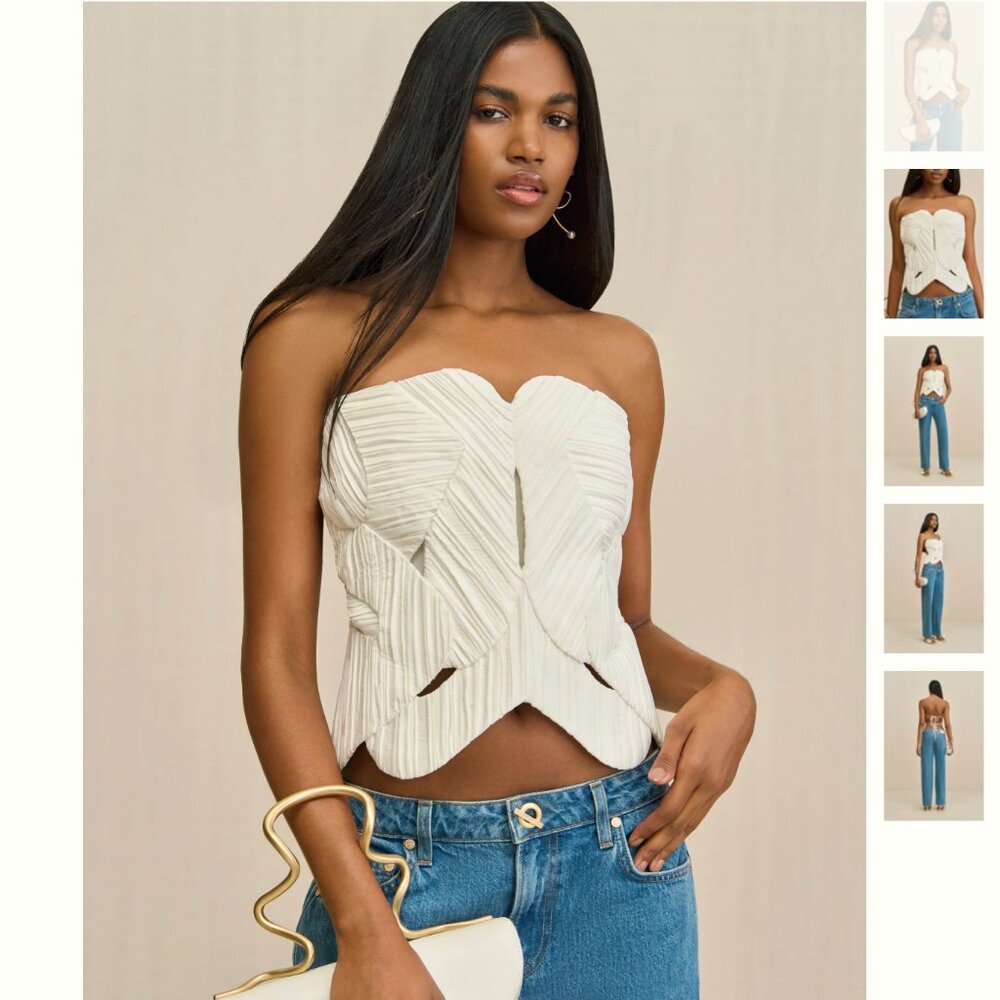 Cult Gaia White Strapless Blouse